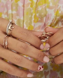 Kendra Scott Whitney 14k Yellow Gold Band Ring In White Diamond -Demi-Fine Jewelry Shop kendra scott fine whitney band ring lg