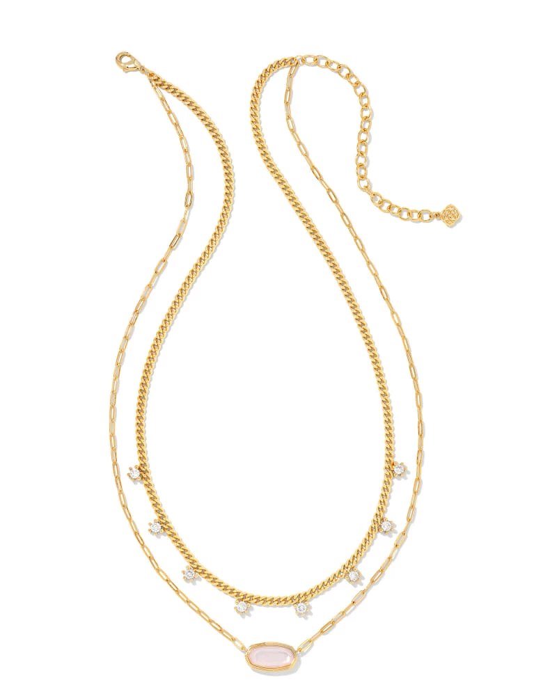 Kendra Scott Framed Elisa Gold Multi Strand Necklace In Pink Opalite Illusion 2 Kendra Scott Framed Elisa Gold Multi Strand Necklace In Pink Opalite Illusion - Image 2