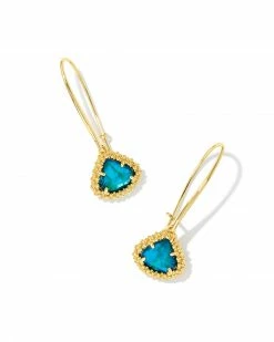 Kendra Scott Framed Kendall Gold Wire Drop Earrings In Teal Abalone