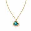 Kendra Scott Framed Kendall Gold Short Pendant Necklace In Teal Abalone