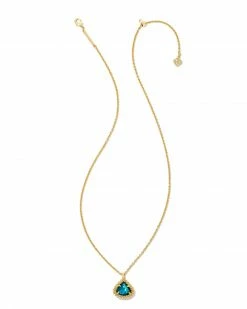 Kendra Scott Framed Kendall Gold Short Pendant Necklace In Teal Abalone -Demi-Fine Jewelry Shop kendra scott framed kendall framed necklace gold teal abalone 01