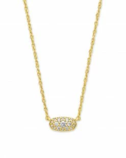 Kendra Scott Grayson Gold Pendant Necklace In White Crystal