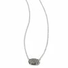 Kendra Scott Grayson Silver Pendant Necklace In Platinum Drusy