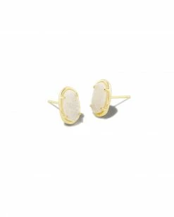 Kendra Scott Grayson Gold Stud Earrings In Iridescent Drusy