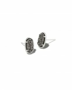 Kendra Scott Grayson Silver Stud Earrings In Platinum Drusy