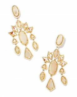 Kendra Scott Greta Gold Statement Earrings In Ivory Mix
