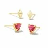 Kendra Scott Greta Gold Stud Earrings Set Of 2 In Magenta Illusion
