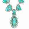 Kendra Scott Havana Vintage Silver Statement Necklace In Variegated Turquoise Magnesite
