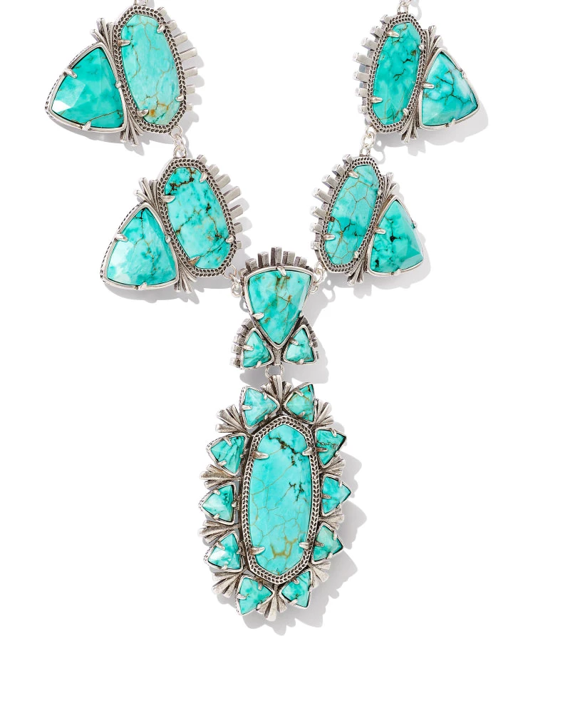 Kendra Scott Havana Vintage Silver Statement Necklace In Variegated Turquoise Magnesite 1 Kendra Scott Havana Vintage Silver Statement Necklace In Variegated Turquoise Magnesite