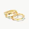 Kendra Scott Haven Heart Gold Rings Set Of 3 In Multi Mix
