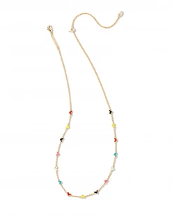 Kendra Scott Haven Heart Gold Strand Necklace In Multi Mix -Demi-Fine Jewelry Shop kendra scott haven heart strand necklace gold multi mix 01 lg