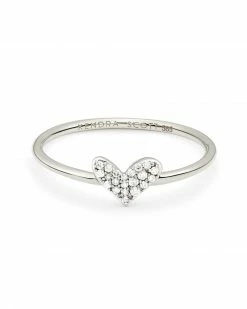 Kendra Scott Heart 14k White Gold Band Ring In White Diamond