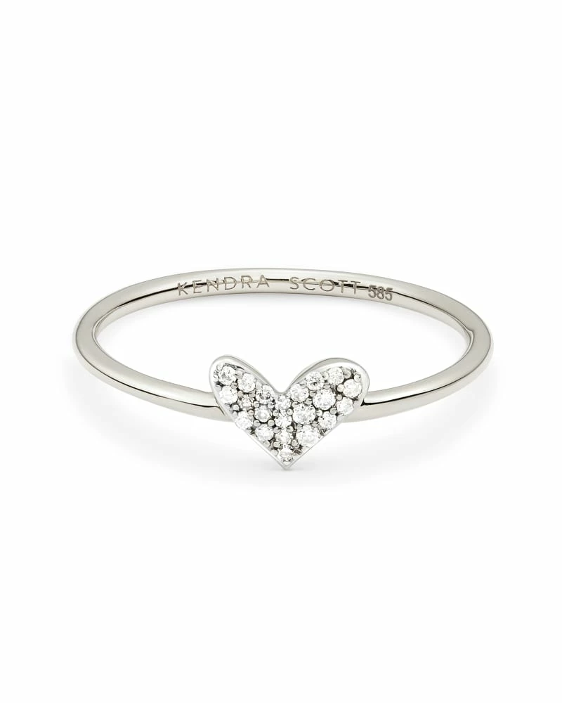 Kendra Scott Heart 14k White Gold Band Ring In White Diamond 1 Kendra Scott Heart 14k White Gold Band Ring In White Diamond