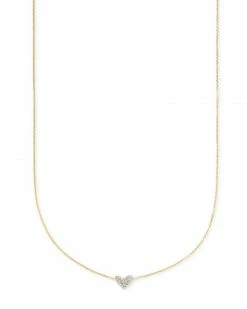 Kendra Scott Heart 14k Yellow Gold Pendant Necklace In White Diamonds