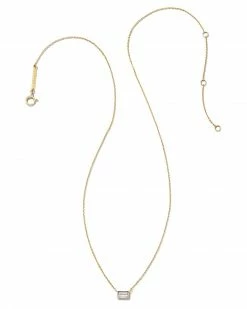 Kendra Scott Isabella 14k Yellow Gold Pendant Necklace In White Diamond, .18ct -Demi-Fine Jewelry Shop kendra scott isabella pendant necklace 14k yellow gold white .18K diamond 01