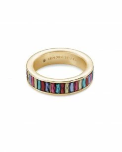 Kendra Scott Jack Gold Band Ring In Multi Crystal