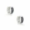 Kendra Scott Jack Silver Huggie Earrings In Charcoal Gray Crystal