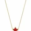 Kendra Scott Jae Star Gold Pendant Necklace In Bright Red Drusy