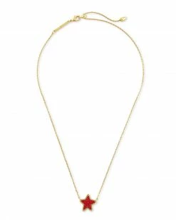Kendra Scott Jae Star Gold Pendant Necklace In Bright Red Drusy 5 Kendra Scott Jae Star Gold Pendant Necklace In Bright Red Drusy -Demi-Fine Jewelry Shop kendra scott jae star short pendant necklace gold bright red drusy 01 lg