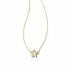 Kendra Scott Jae Gold Star Small Short Pendant Necklace In Ivory Mother-of-Pearl
