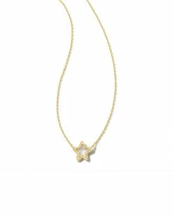 Kendra Scott Jae Gold Star Small Short Pendant Necklace In Ivory Mother-of-Pearl