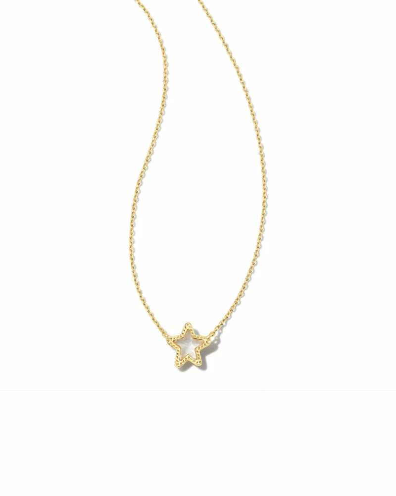 Kendra Scott Jae Gold Star Small Short Pendant Necklace In Ivory Mother-of-Pearl 1 Kendra Scott Jae Gold Star Small Short Pendant Necklace In Ivory Mother-of-Pearl
