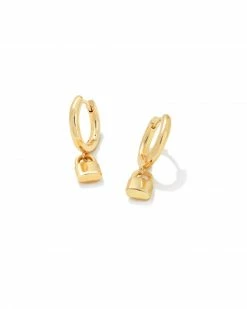 Kendra Scott Jess Lock Huggie Earrings In Gold