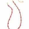 Kendra Scott Jovie Gold Beaded Strand Necklace In Bronze Veined Red And Fuchsia Magnesite