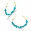 Kendra Scott Jovie Gold Beaded Hoop Earrings In Variegated Dark Teal Magnesite