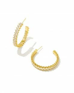 Kendra Scott Juliette Gold Hoop Earrings In White Crystal