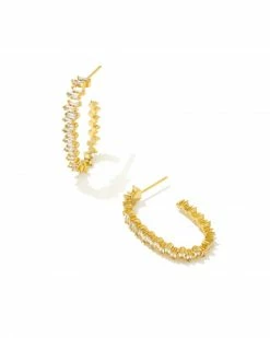 Kendra Scott Juliette Gold Oval Hoop Earrings In White Crystal