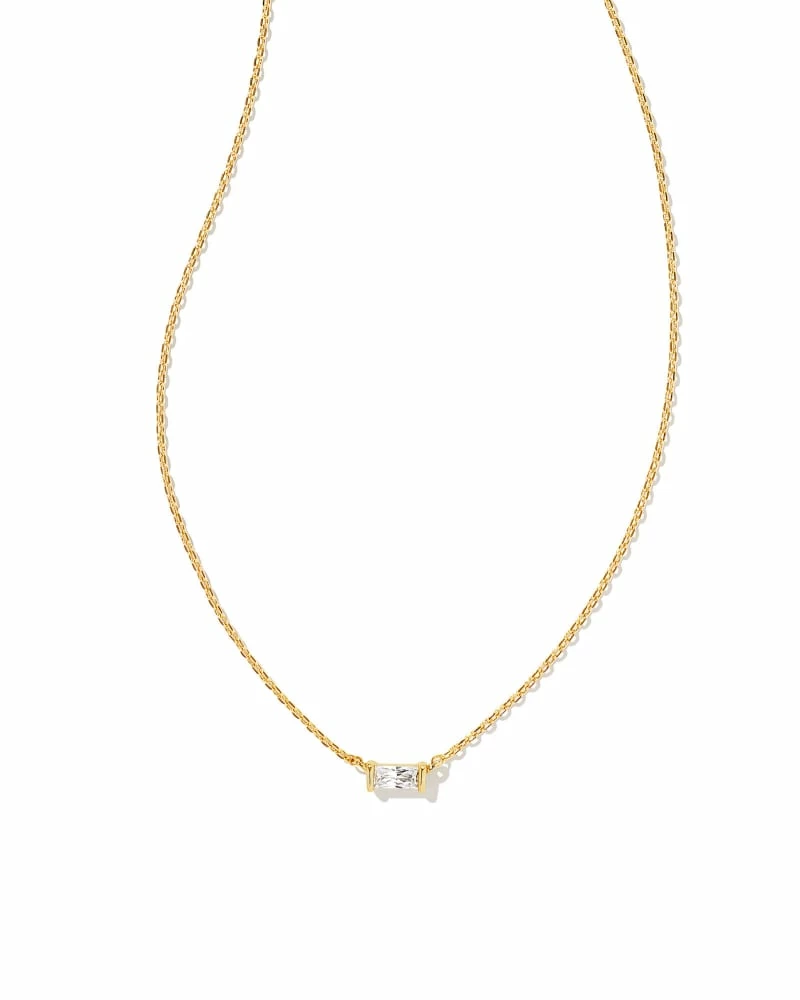 Kendra Scott Juliette Gold Pendant Necklace In White Crystal 1 Kendra Scott Juliette Gold Pendant Necklace In White Crystal