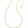 Kendra Scott Juliette Gold Strand Necklace In White Crystal