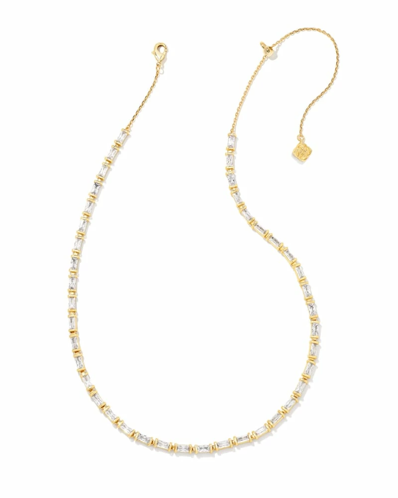 Kendra Scott Juliette Gold Strand Necklace In White Crystal 1 Kendra Scott Juliette Gold Strand Necklace In White Crystal