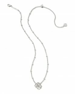 Kendra Scott Kelly Short Pendant Necklace In Silver -Demi-Fine Jewelry Shop kendra scott kelly short pendant necklace rhodium 01