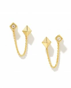Kendra Scott Kinsley Gold Convertible Earring Set In White Crystal