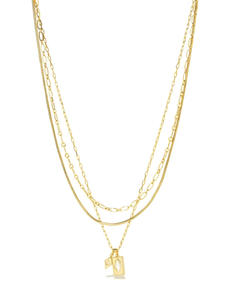 Kendra Scott Kinsley Gold Multi Strand Necklace In Ivory Mother-of-Pearl 2 Kendra Scott Kinsley Gold Multi Strand Necklace In Ivory Mother-of-Pearl - Image 2