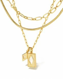 Kendra Scott Kinsley Gold Multi Strand Necklace In Ivory Mother-of-Pearl