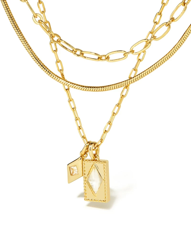 Kendra Scott Kinsley Gold Multi Strand Necklace In Ivory Mother-of-Pearl 1 Kendra Scott Kinsley Gold Multi Strand Necklace In Ivory Mother-of-Pearl