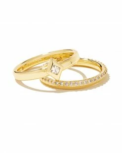 Kendra Scott Kinsley Gold Ring Set In White Crystal