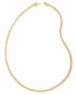 Kendra Scott Larsan Gold Tennis Necklace In White Crystal -Demi-Fine Jewelry Shop kendra scott larsan tennis necklace gold white cz 00