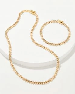Kendra Scott Larsan Gold Tennis Set Of 2 In White Crystal