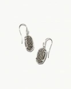Kendra Scott Lee Sterling Silver Drop Earrings In Platinum Drusy