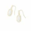 Kendra Scott Lee Gold Drop Earrings In White Kyocera Opal