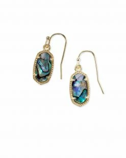 Kendra Scott Lee Gold Drop Earrings In Abalone Shell