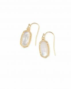 Kendra Scott Lee Gold Drop Earrings In Ivory Pearl