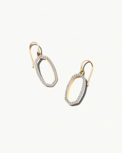 Kendra Scott Lee 14k Yellow Gold Open Frame Earrings In White Diamond