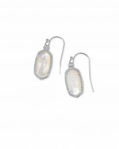 Kendra Scott Lee Silver Drop Earrings In Ivory Pearl