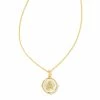 Kendra Scott Letter A Gold Disc Reversible Pendant Necklace In Iridescent Abalone