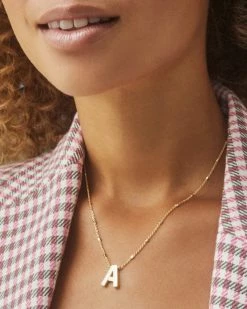 Kendra Scott Letter A Pendant Necklace In Silver -Demi-Fine Jewelry Shop kendra scott letter a pendant necklace gold 2 1